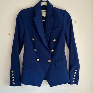 L’AGENCE Deep Ocean Blue Blazer w/ Gold Buttons